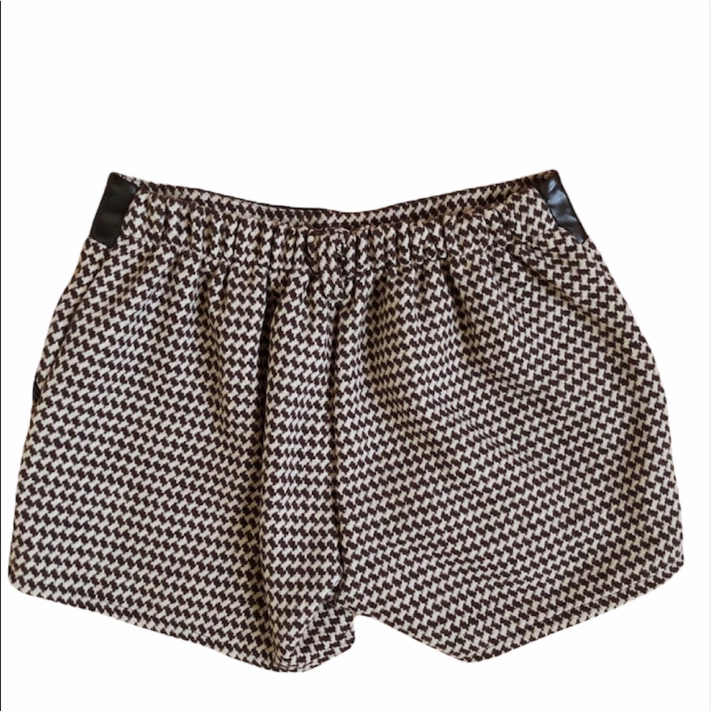 Elastic Black Plaid Print Gingham Shorts